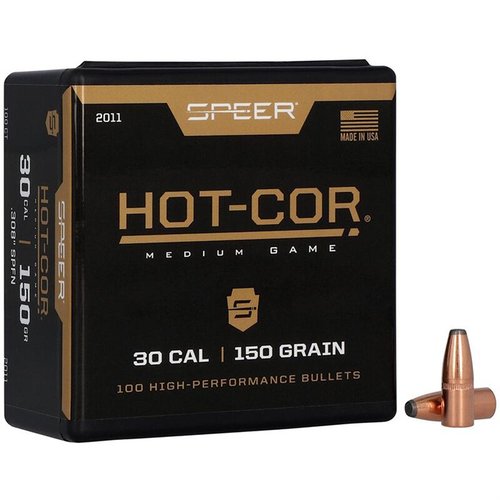 The Speer .30 .308 150GR FN bullets feature a flat nose design for enhanced accuracy and terminal performance, perfect for hunting and target shooting.