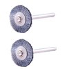 Dremel #428 Wire Brushes are small, versatile steel tools ideal for removing rust and corrosion, perfect for polishing metal surfaces with 1⁄8" shanks.
