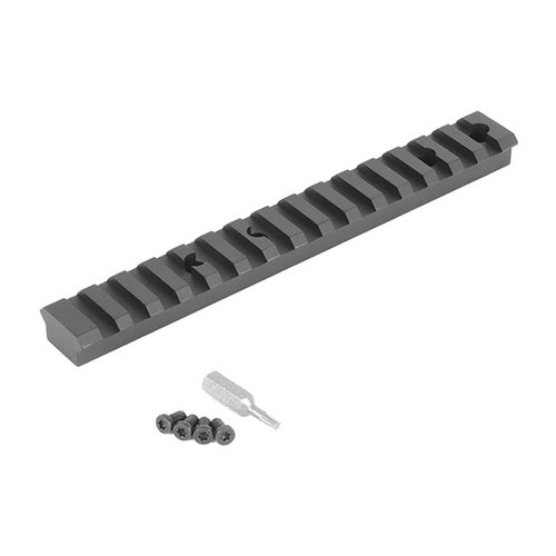 The EGW Tikka T1X 1-piece Picatinny scope mount offers full-length cross slots, durable Type III anodization, and compatibility with Picatinny/Weaver rings.
