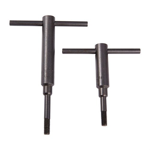 Forster's Stockmaker's Handscrews ensure fast-positive seating for precise stock-to-action fitting, with 3" handles and varying screw lengths, sold in pairs.