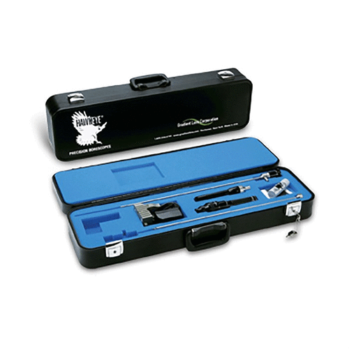 Explore hard-to-reach areas with the 22" Slim Hawkeye Borescope Kit, featuring a SuperNova light, rechargeable battery, and a protective metal case.