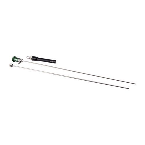 The Gradient Lens Adjustable Focus Box Borescope Kit offers enhanced optics, a mirror tube for detailed inspections, and a complete cleaning kit in a durable, organized box.