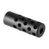 The Gentry Custom Quiet Muzzle Brake 6.5 caliber effectively reduces recoil and muzzle jump, available in matte blue or polished finishes, 5/8-24 thread.