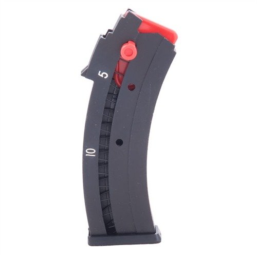 This durable 10-round magazine features a high-strength steel body, self-lubricating polymer follower, and easy-loading thumb pad for reliable performance.