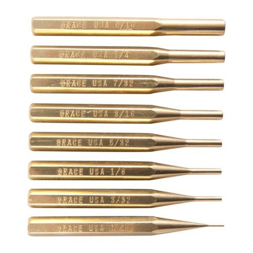The Grace USA Brass Punch Set features precision-machined, non-marring brass punches in 8 sizes, perfect for delicate tasks without damaging finishes.