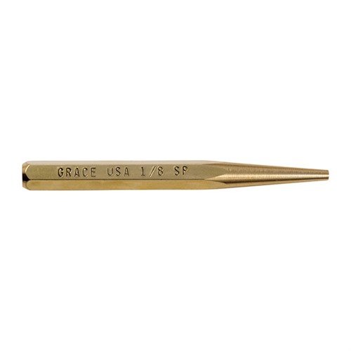 The GRACE USA Starter Punch Set features non-marring, precision-machined brass punches in common sizes, ideal for drifting sights and driving pins flush.