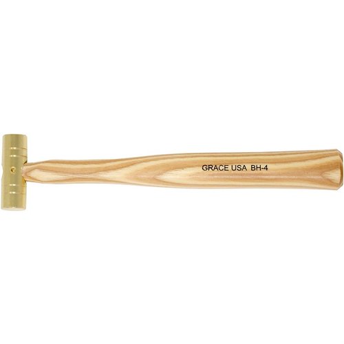 The Grace USA Gunsmith's Brass Hammer features solid brass construction, ergonomic hickory handles, and precision balance, ideal for delicate gunsmithing tasks.