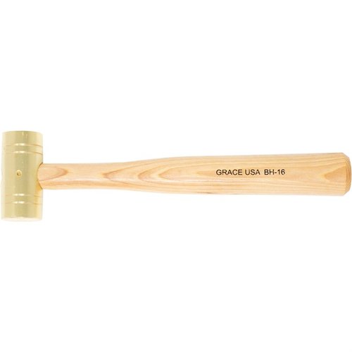 Grace USA's Gunsmith's Brass Hammer features solid brass heads for non-marring use, ergonomic hickory handles for comfort, and precision balance for controlled strikes.