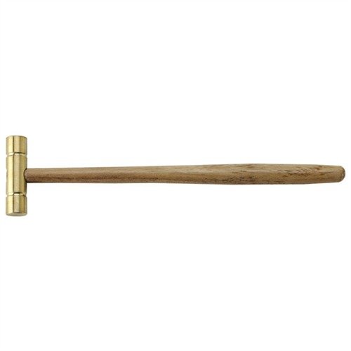 The GROBET 2 oz. Solid Brass Hammer offers a lightweight, no-mar design for precise tapping without damaging fine pins, featuring a beautifully shaped hardwood handle.
