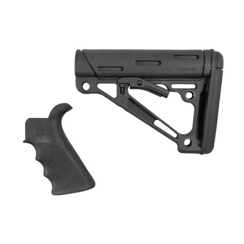 Enhance your tactical rifle with Hogue’s 2 Piece Kit featuring a finger grooved grip for comfort and an OverMolded® buttstock for stability and adjustable fit.