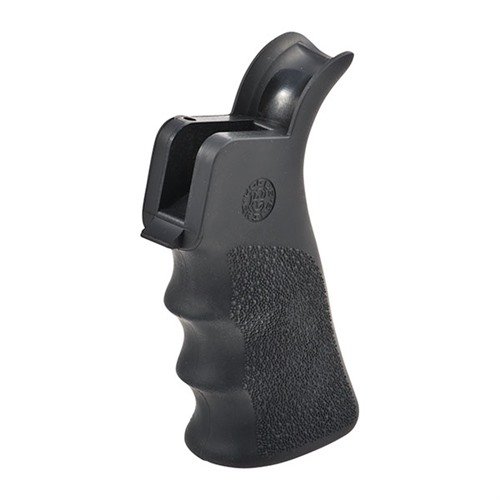 The HOGUE AR-15 Overmolded Beavertail Grip features ergonomic finger grooves, a non-slip Cobblestone™ texture, and a beavertail for enhanced control and comfort.