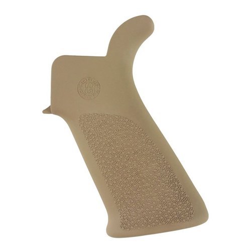 Experience superior comfort and control with Hogue's Overmolded Rubber Beavertail Grip for AR-15/M16, featuring a textured Cobblestone pattern for a non-slip hold.
