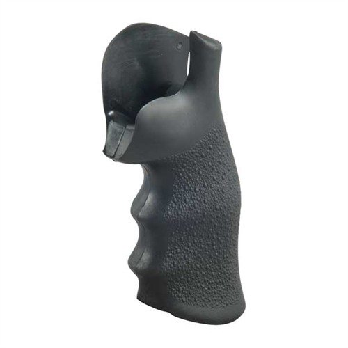 The HOGUE MONOGRIPS provide a solid, ergonomic grip with finger grooves and a stippled surface, enhancing control and recoil absorption for precision shooting.