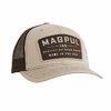 Experience comfort and durability with the Magpul Go Bang Trucker Hat, featuring a breathable mesh back, adjustable snap closure, and an embroidered patch.