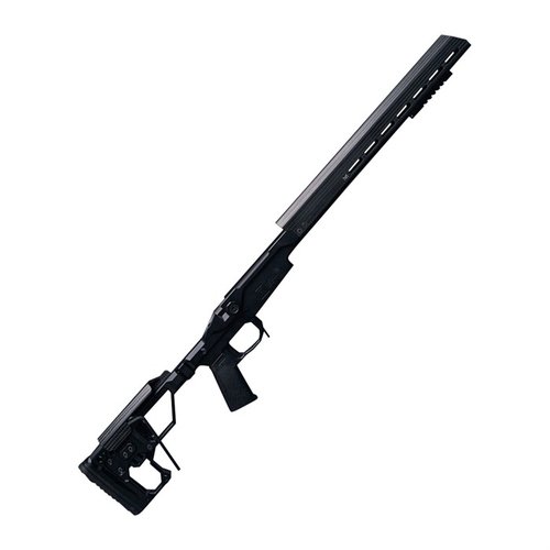 Discover the ultra-lightweight Christensen Arms Modern Precision Short Action Chassis, featuring a 17" FFT carbon handguard, adjustable pull, and precision aluminum build.