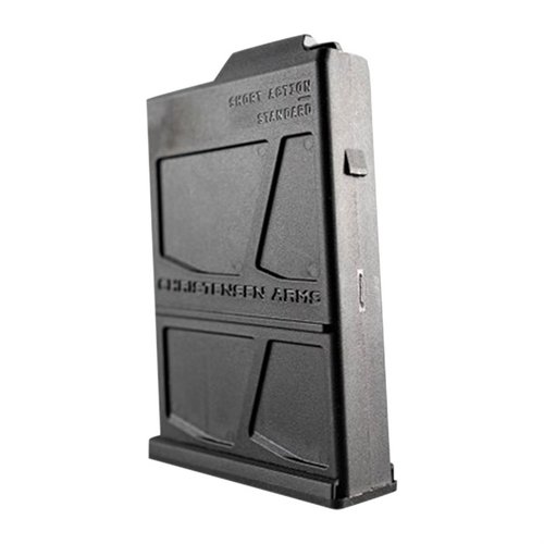 The Christensen Arms AICS Compatible Magazine offers reliable performance for Remington 700, featuring a durable polymer design, 10-round capacity, and removable floorplate.