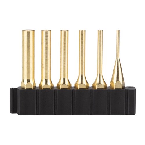 The Fix It Sticks Brass Pin Punch Set includes six precision punches, compatible with magnetic drivers and standard 1/4" drivers, crafted from solid bar stock.
