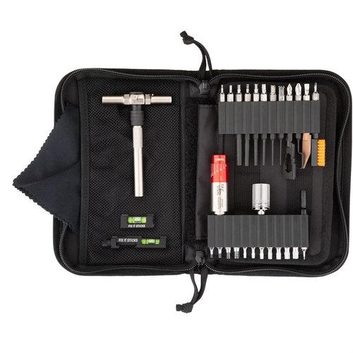 The Fix It Sticks Long Range Rifle Kit offers precision tools, modular T-Drive, torque limiters, and cleaning essentials, all in a compact case for easy transport.