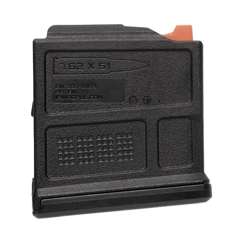 The MAGPUL PMAG 5 7.62 AC for SIG CROSS offers reliable .308 Winchester performance, a self-lubricating follower, and a flared floor plate for easy handling.