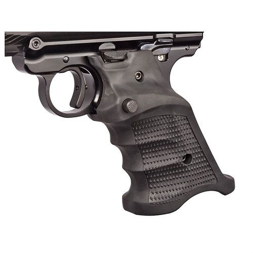Enhance your Ruger MK IV with Volquartsen Volthane Target Grips featuring no-slip diamond checkering, improved fit, and added control for precision shooting.