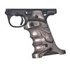 Enhance your shooting with Volquartsen's CNC-machined laminate grips for Ruger Mark IV 22/45, featuring thumb rest, finger grooves, and an extended magazine release.