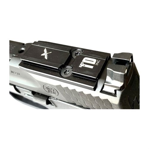 The OPTICS INTERFACE PLATE for S&W M&P 2.0 offers precision machining, tight tolerances, and compatibility with various sights, ensuring reliable performance.