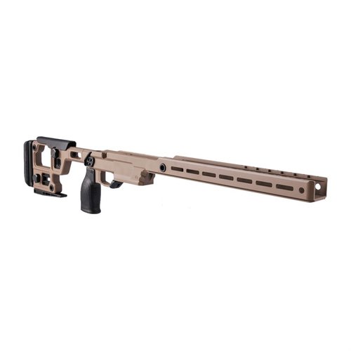 The Aero Precision Solus Competition Chassis offers precise fitment, adjustable ergonomics, M-LOK and Arca compatibility, and durable 7075-T6 aluminum construction.