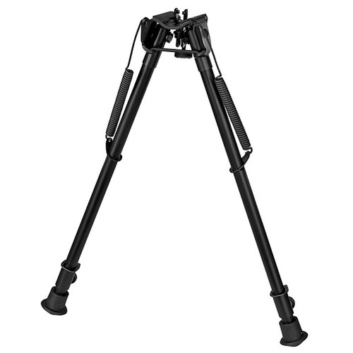 The HARRIS 1A2-H BIPOD extends 13.5-23", features smooth, two-piece legs, a solid base, and is ultralight at 15 oz, perfect for prone or sitting positions.