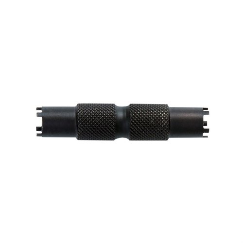 The REAL AVID AR-15 Front Sight Adjuster Tool offers quick, precise adjustments for A1 & A2 sights, crafted from durable stainless steel with a black oxide finish.