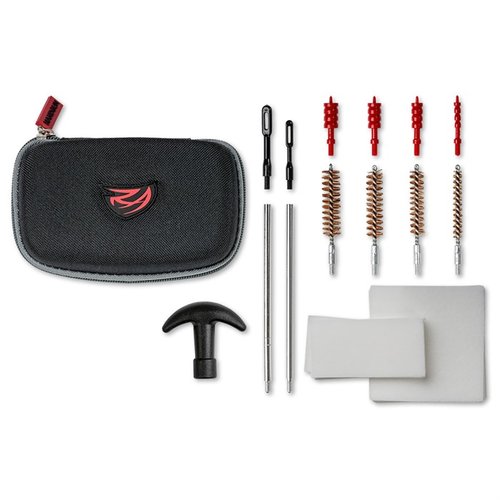 The Gun Boss Handgun Cleaning Kit is a portable, complete system for cleaning .22 to .45 caliber handguns, featuring a weatherproof case and organized rubberized tray.