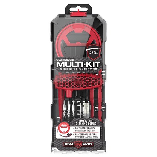 The REAL AVID Gun Boss Multi-Kit offers home & field cleaning with the Bore Boss for quick bore cleaning and all tools needed for a thorough clean of bore, action & chamber.