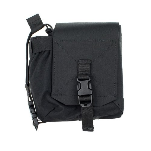 The Mutant Pouch offers dual compartments for storage, secure retention for radios and magazines, and is compatible with various MOLLE setups for versatile use.