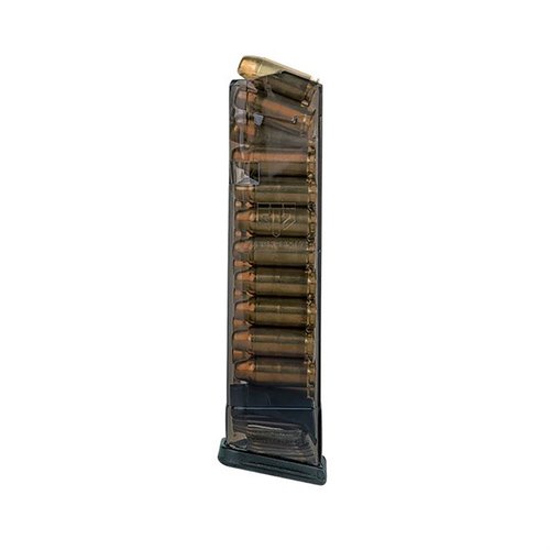 ETS .40 S&W competition mags for Glock offer lightweight, translucent polymer construction, easy disassembly, and compatibility with Gen 1-4 models.