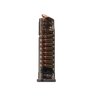 The SIG SAUER 320 21-RD magazine offers extreme impact resistance, chemical durability, and a translucent body for ammo visibility, ensuring reliable performance.
