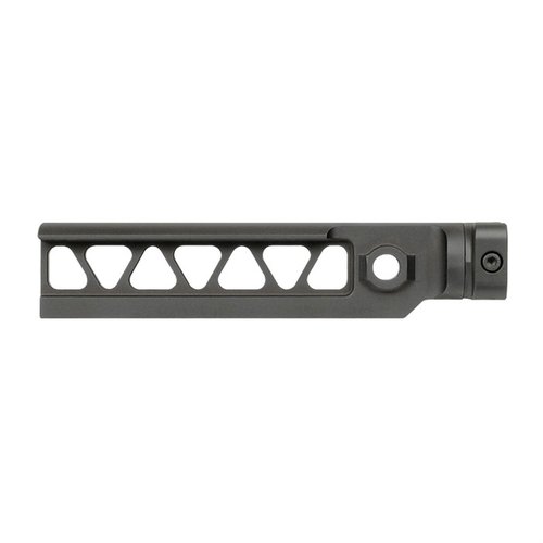 The Midwest Industries Alpha Series M4 Beam Stocks feature robust construction, modular design, and options for side folding or fixed attachment, enhancing versatility.