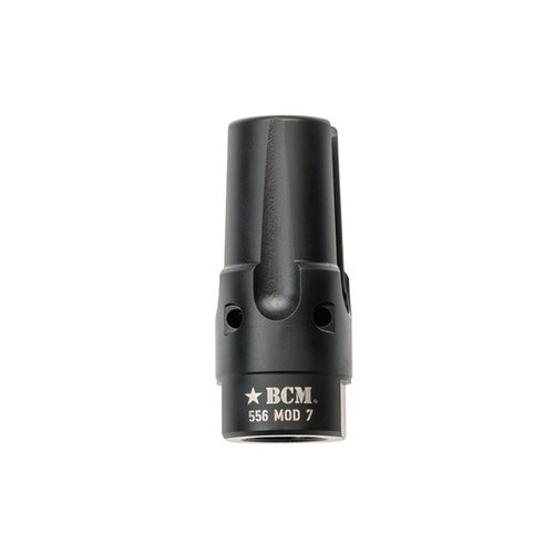 The BCMGUNFIGHTER Compensator Mod 7 reduces muzzle rise and flash, minimizes noise, and features a durable design for tactical applications.