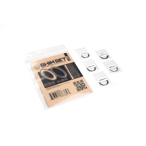 The Strike Industries AR Shim Set for .223/5.56 or .308 ensures precise alignment and timing of muzzle devices, featuring reusable stainless steel shims in various thicknesses.