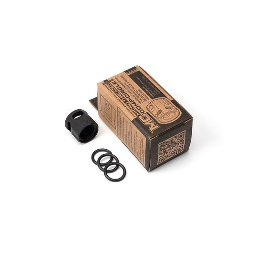 The Strike Industries Micro Threaded Comp CIRCLE offers recoil reduction for various pistol sizes, fits most holsters, and is made from durable AISI 1144 steel.