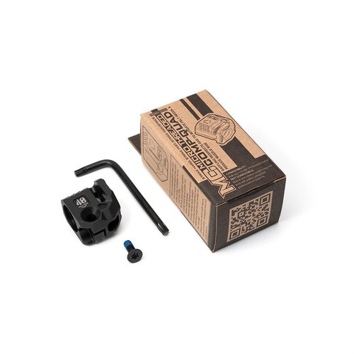The Strike Industries Micro Threaded Comp-Quad reduces felt recoil by 15-30%, fits various slides, and features an anti-rotation system for enhanced performance.