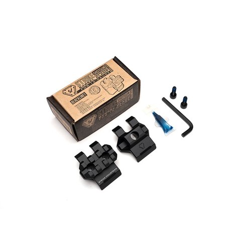 Enhance your 12-Gauge shotgun with the lightweight Strike Industries Barrel Clamp, featuring a Picatinny rail and 360° QD socket for accessories and sling attachment.