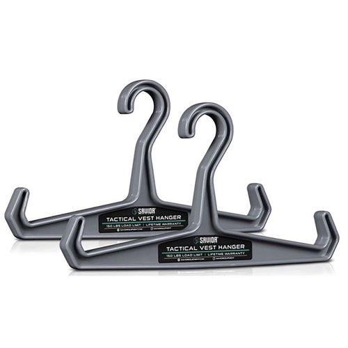 Store your tactical vests and plate carriers with confidence using the SAVIOR HEAVY DUTY VEST HANGERS, featuring a 150 lb load limit and raised hook ends for accessories.
