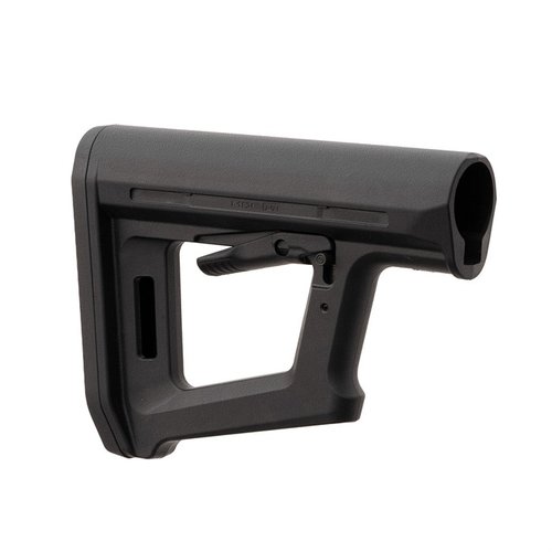 The MAGPUL MOE PR Carbine Stock features a lightweight design, support-hand rest, bag rider function, and M-LOK slot for versatile sling attachment.