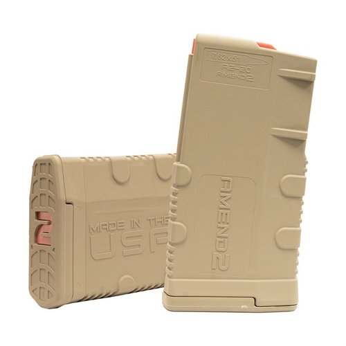 The Amend2 SR-25 7.62X51 NATO magazine features a durable polymer build, anti-tilt follower, and a heavy-duty stainless steel spring, perfect for hunting and shooting.