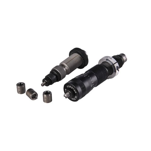 Experience precision reloading with the Forster Bushing Full Length Die Set, featuring a Full-Length Bushing Die and Ultra Micrometer Seater Die, all in a Deluxe Die Box.