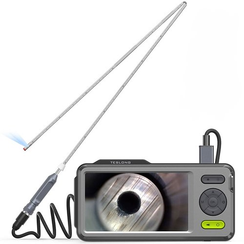 The TESLONG NTG200H Borescope features a 5" HD screen, 26" foldable probe, 1080p recording, and is waterproof, perfect for inspecting your rifle with ease.