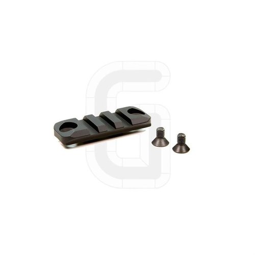 Enhance your Geissele HK SMR with this durable 2-Hole 3-Slot Accessory Rail, perfect for attaching lights and grips, crafted from milspec-anodized aluminum.