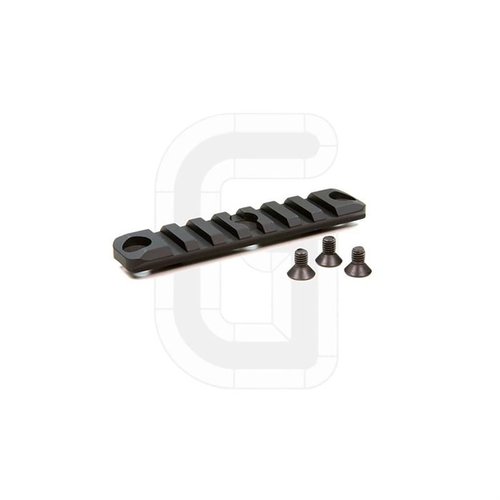 Enhance your Geissele HK SMR with this 3-Hole Accessory Rail, featuring 7 slots for versatile attachment of 1913 Picatinny accessories, crafted from durable milspec-anodized aluminum.