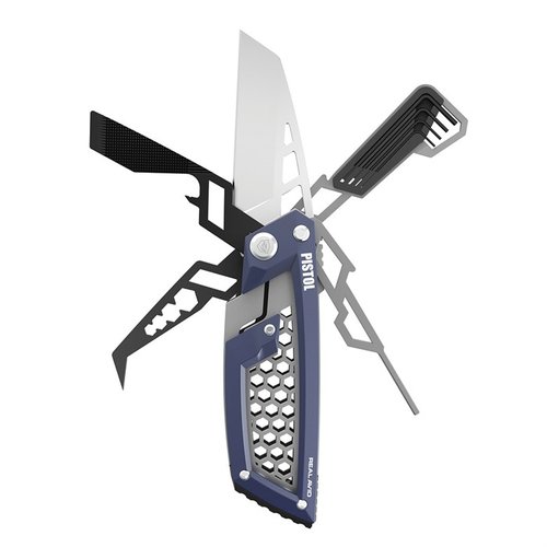 The Real Avid Pistol Gun Tool Edge features a 2.6" knife, hex keys, pin punch, and more, ensuring your pistol is always ready with style and durability.