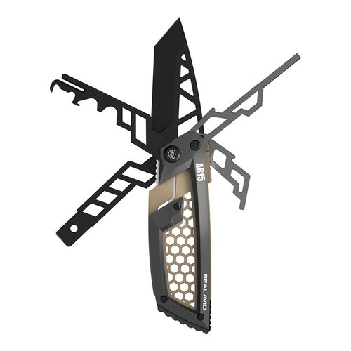 The Real Avid AR-15 Gun Tool Edge features a 2.6" Tanto blade, 12 scrapers, and essential tools for unmatched precision and reliability in the field.