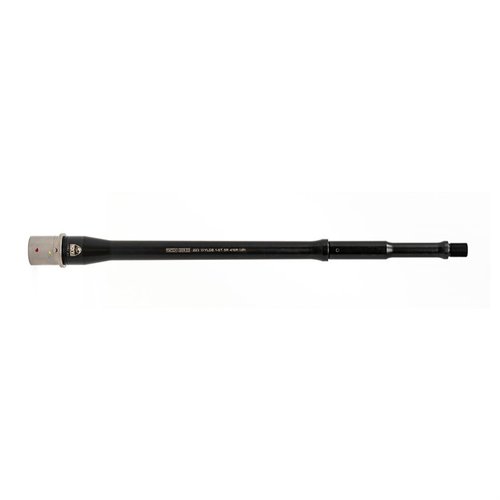 The Faxon AR-15 Match Gunner Barrel is lightweight, features a 14.5" length, .223 Wylde chamber, and offers excellent heat dissipation with a durable nitride finish.